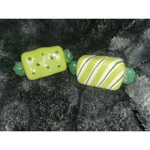 Vintage Green Ceramic Christmas Hard Candy Salt And Pepper Shakers